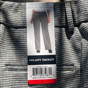 Hilary Radley Women's Black and White Houndstooth Pants 8 NWT